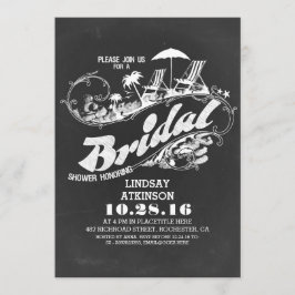 Chalkboard Beach Bruids Douche Uitnodigingen