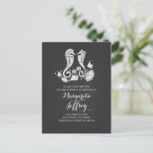Chalkboard beach save the date briefkaarten (Staand voorkant)