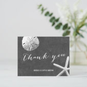  Chalkboard Beach Theme Wedding Dank u Briefkaart (Staand voorkant)