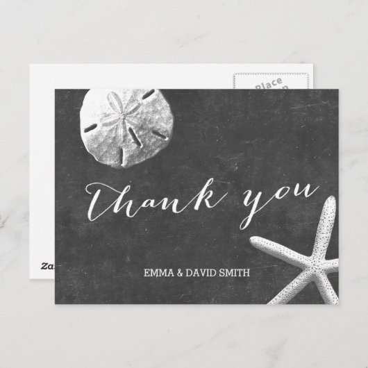 Chalkboard Beach Theme Wedding Dank u Briefkaart (Voorkant / Achterkant)