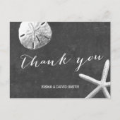 Chalkboard Beach Theme Wedding Dank u Briefkaart (Voorkant)
