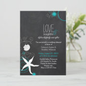 Chalkboard Beach Wedding Rehearsal Dinner Kaart (Staand voorkant)