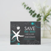 Chalkboard Beach Wedding Save the Date Aankondigingskaart (Staand voorkant)