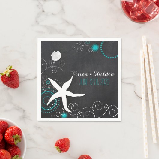 Chalkboard Beach Wedding Servetten (Insitu)