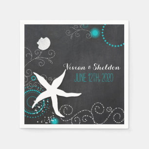 Chalkboard Beach Wedding Servetten