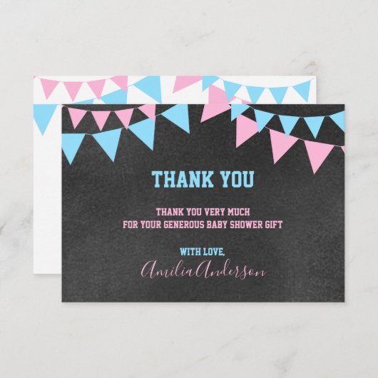 Chalkboard BEDANKT U baby shower Kaart (Voorkant / Achterkant)