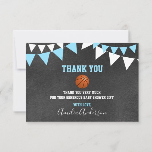 Chalkboard BEDANKT U BASKETBALL BOY baby shower (Voorkant)