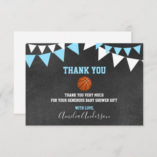 Chalkboard BEDANKT U BASKETBALL BOY baby shower (Voorkant / Achterkant)