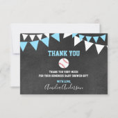 Chalkboard BEDANKT U Blue BASEBALL BOY baby shower (Voorkant)