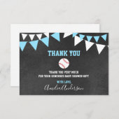 Chalkboard BEDANKT U Blue BASEBALL BOY baby shower (Voorkant / Achterkant)