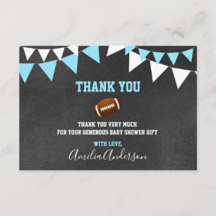 Chalkboard BEDANKT U Blue FOOTBALL BOY baby shower Kaart