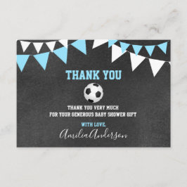 Chalkboard BEDANKT U Blue SOCCER BOY baby shower