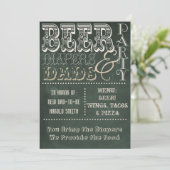 Chalkboard Beer Diapers en Dads Baby shower Kaart (Staand voorkant)