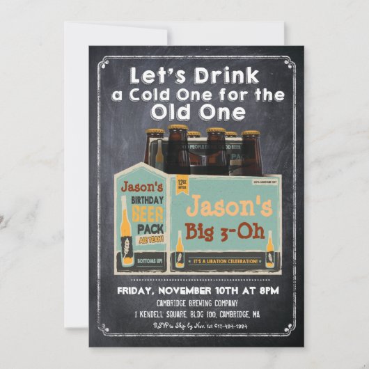 Chalkboard Beer Invitation Kaart (Voorkant)