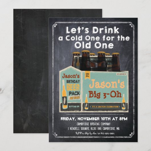 Chalkboard Beer Invitation Kaart (Voorkant / Achterkant)