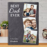 Chalkboard Best DAD Ever Custom 3 Photo Collage Fotoplaat<br><div class="desc">Verrassend vader deze vaders dag met een gepersonaliseerde 3 fotoplaque. "Beste DAD ooit" Personaliseer deze pap met favoriete foto's, berichten en namen.. Bezoek ons collectie voor de beste vaderdag en gepersonaliseerde vaders cadeaus. COPYRIGHT © 2020 Judy Burrows, Black Dog Art - Alle rechten voorbehouden. Chalkboard Best DAD Ever Custom 3...</div>