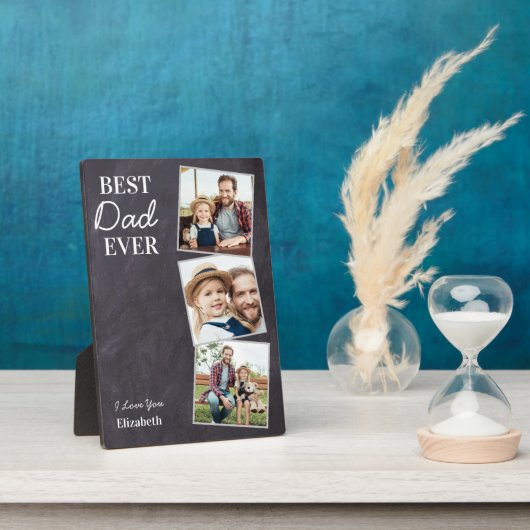 Chalkboard Best DAD Ever Custom 3 Photo Collage Fotoplaat (Zijkant)