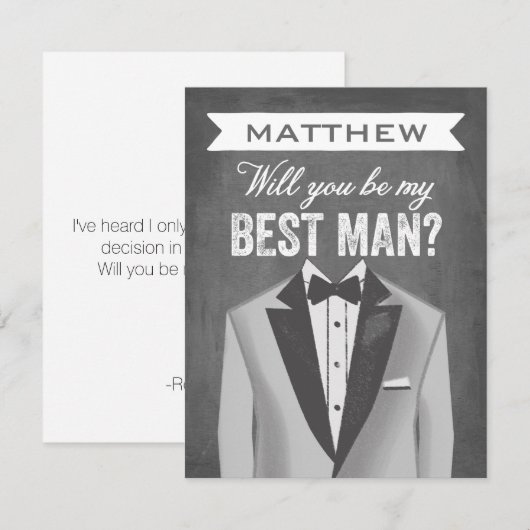 Chalkboard Best Man | Groomsman Kaart (Voorkant / Achterkant)