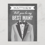 Chalkboard Best Man | Groomsman Kaart<br><div class="desc">Verkrijgbaar in groomsman,  beste man,  junior groomsman en roergangerstijlen. Je hebt je vrouw gevonden,  maar je hebt nog steeds je jongens nodig. Vraag hen om deel uit te maken van jullie grote dag met deze stijlvolle en moderne kinderkaarten op de achtergrond van het bord.</div>