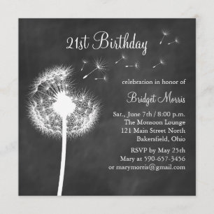 Chalkboard Best Wishes 21st Birthday Invitation Kaart