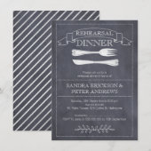 Chalkboard bestek repetitie diner uitnodiging (Voorkant / Achterkant)