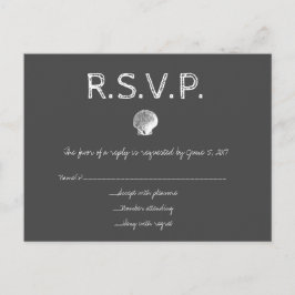 Chalkboard bestemming bruiloft shell RSVP kaarten