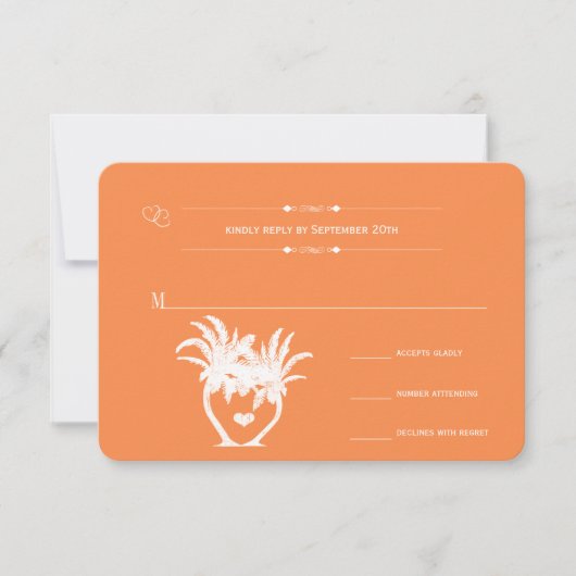 Chalkboard bestemming Oranje strand palm RSVP Kaartje (Voorkant)