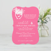 Chalkboard bestemming roze balkpalm kaart (Staand voorkant)