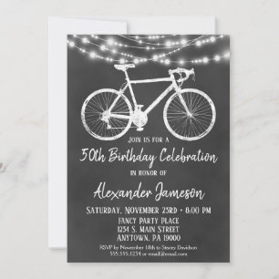 Chalkboard Bicycle Birthday Party Invitation Adult Kaart
