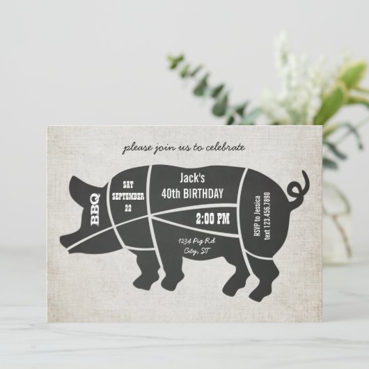  Chalkboard Birthday BBQ Uitnodiging (Staand voorkant)