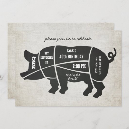  Chalkboard Birthday BBQ Uitnodiging (Voorkant / Achterkant)