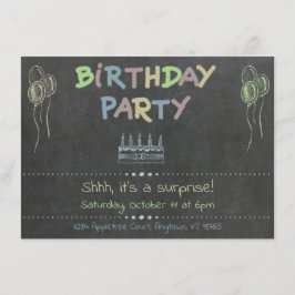 Chalkboard Birthday Party Surprise Informatiekaartje