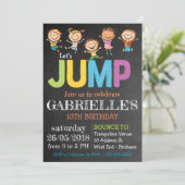 Chalkboard Birthday Trampoline Party Invitation Kaart (Staand voorkant)