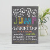 Chalkboard Birthday Trampoline Party Invitation Kaart (Staand voorkant)