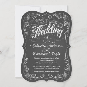 Chalkboard Bistro Art Wedding Invitations Kaart