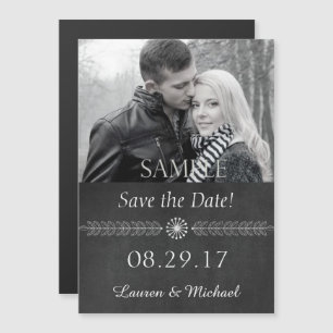 Chalkboard Black and White Save the Date Wedding Magnetische Uitnodiging