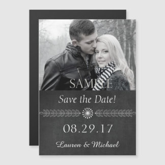 Chalkboard Black and White Save the Date Wedding Magnetische Uitnodiging