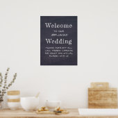 Chalkboard Black and White Unplugged Wedding Sign Poster (Keuken)