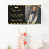 Chalkboard Black en Gold Photo Afstuderen Banner (Insitu)