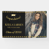 Chalkboard Black en Gold Photo Afstuderen Banner (Horizontaal)