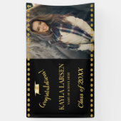 Chalkboard Black en Gold Photo Afstuderen Banner (Verticaal)