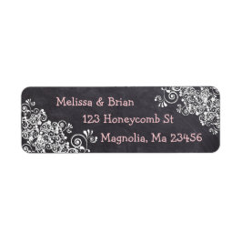 Chalkboard Black en Pink Heart Return Address Etiket