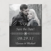 Chalkboard Black en White Save the Date Aankondigingskaart (Voorkant)