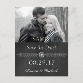 Chalkboard Black en White Save the Date Aankondigingskaart