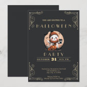 Chalkboard Black & Gold Ghost Coffee Halloween Kaart (Voorkant / Achterkant)