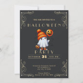 Chalkboard Black & Gold Ghost Pet Bats Halloween Kaart (Voorkant)