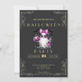 Chalkboard Black & Gold Ghost Stars Bats Halloween Kaart (Voorkant)