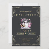 Chalkboard Black & Gold Ghost Stars Schattige Hall Kaart (Voorkant)