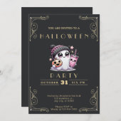 Chalkboard Black & Gold Ghost Stars Schattige Hall Kaart (Voorkant / Achterkant)