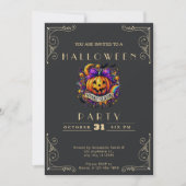 Chalkboard Black & Gold Spooky Seizoen Halloween Kaart (Voorkant)